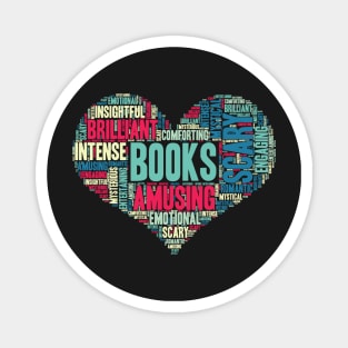 Book Lover Gift Reading Bookworm Heart design Magnet